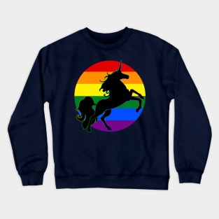 Rainbow Flag Stripes Button UNICORN Silhouette Crewneck Sweatshirt